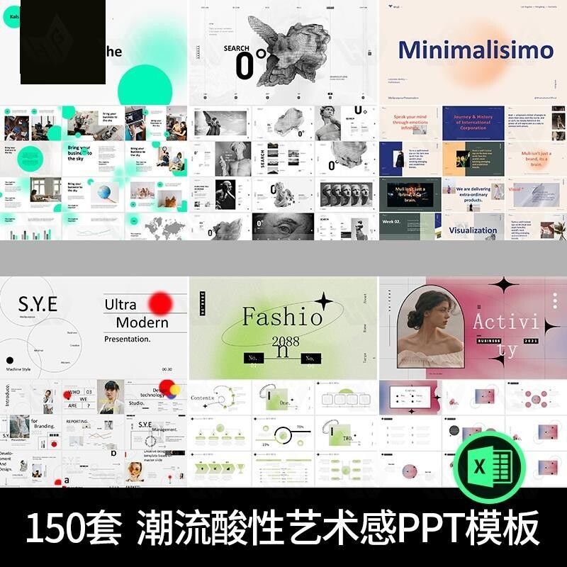 潮流酸性感毕业答辩作品集活动策划简约工作总结汇报PPT模板
