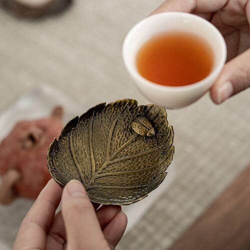 日式c950a395杯合金茶杯垫 创意圆形隔热垫仿托铜垫 复杯功夫茶古