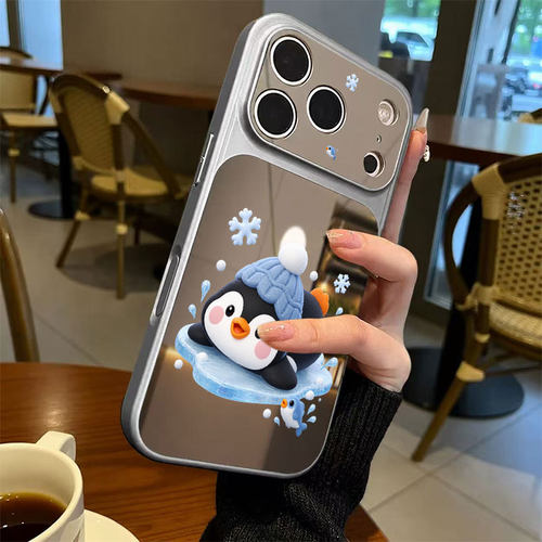 火凤冬帽企鹅适用苹果18promax手机壳iPhone17新款16pro小众冰感15Plus高级15软萌14高端13立体12仿原镜面11
