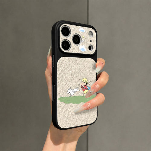 火凤小新奔跑适用苹果18promax手机壳iPhone17新款16pro防摔15Plus仿原小羊皮15创意14小清新13ins风12简约11