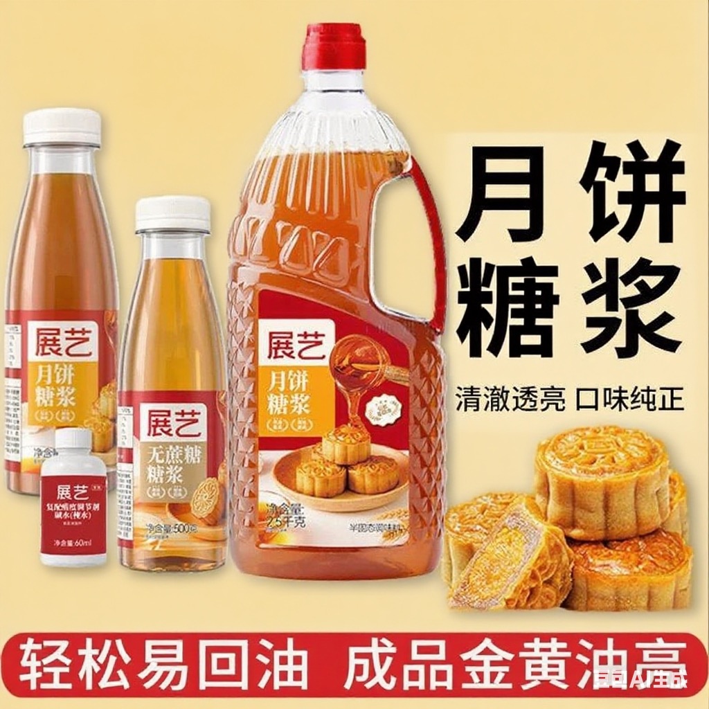 展艺无蔗糖月饼转化糖浆烘焙专用转换枧水家用做广式月饼制作材料