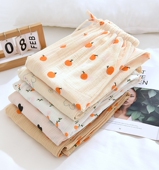 ins春夏纯棉纱布泡泡棉简约樱桃印花宽松全棉空调薄家居裤 睡裤 女