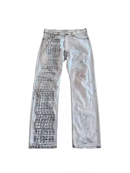 Number(N)Ine 02Ss Ink Splash Printing Mud Dye Distressed Jeans Hipster Pants Archive
