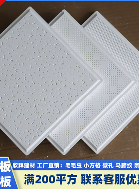 高晶硅钙板600x600学校石膏板微孔小方格毛毛虫医院办公室吊顶板