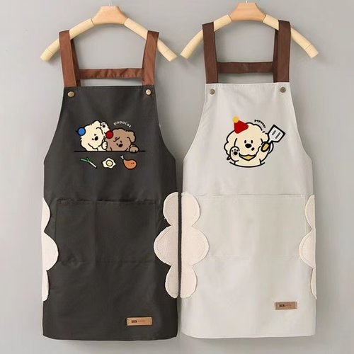 卡通小狗围裙男女厨房防水防油