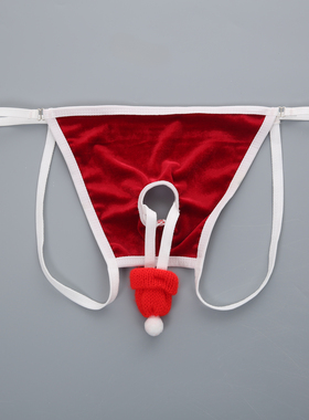 显大囊部男PP单丁裤男士镂空丁字裤半透明后空个性特色内裤圣诞