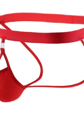 可拆卸囊部男PP丁裤男士冰丝丁字裤半透明后镂空个性特色内裤同志