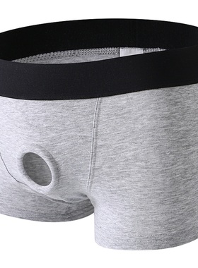 分离式性感内裤潮男特色成人情取四角裤透气硅胶锁精环JJ套新款潮