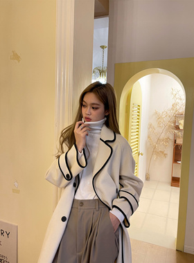 银色山坡【风度兼具温度】毛呢大衣白色气质不臃肿秋冬双面尼显瘦