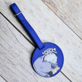 兔狲手绘可爱挂件PU行李箱圆形行李牌旅行标签