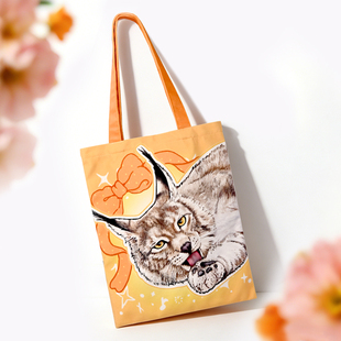 猞猁花园宝宝轻便单肩竖款包帆布环保购物袋西野动物园生态文创