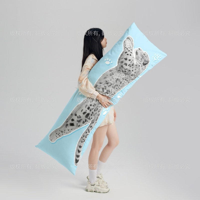 雪豹跳跃等身抱枕50x160cm