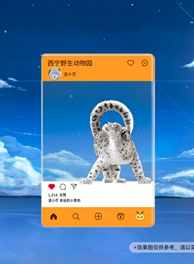 雪豹凌小芒桑桑85x130mm亚克力合影卡透卡西宁野生动物园生态文创