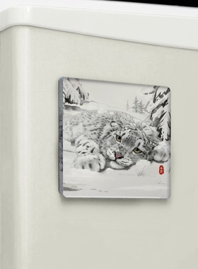 雪豹凌小芒桑桑5cm方形亚克力软磁冰箱贴西宁野生动物园生态文创