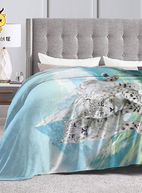 雪豹凌小蛰凌小芒超柔法兰绒高原动物主题毛毯西野动物园生态文创