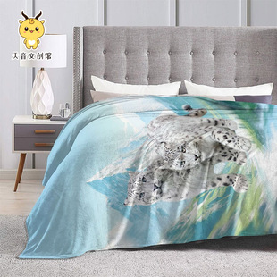 雪豹凌小蛰凌小芒超柔法兰绒高原动物主题毛毯西野动物园生态文创