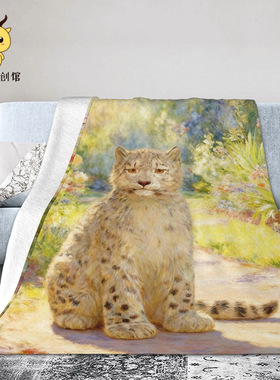 雪豹凌小芒超柔法兰绒高原动物主题毛毯西宁野生动物园生态文创