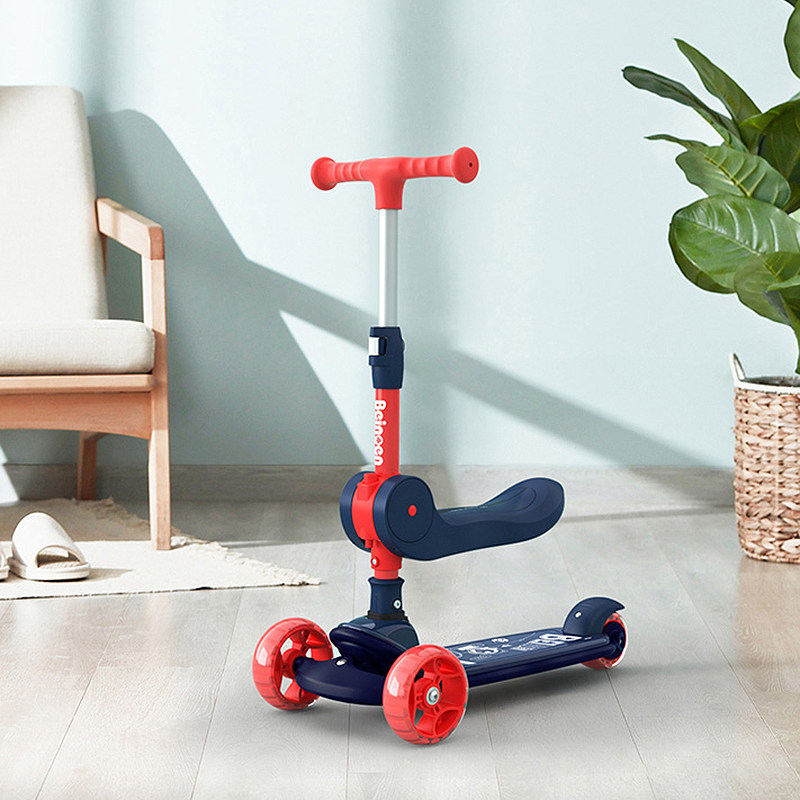 百诺恩儿童滑板车1-3-6-9-14岁小孩多功能可坐可站单脚溜溜车玩具