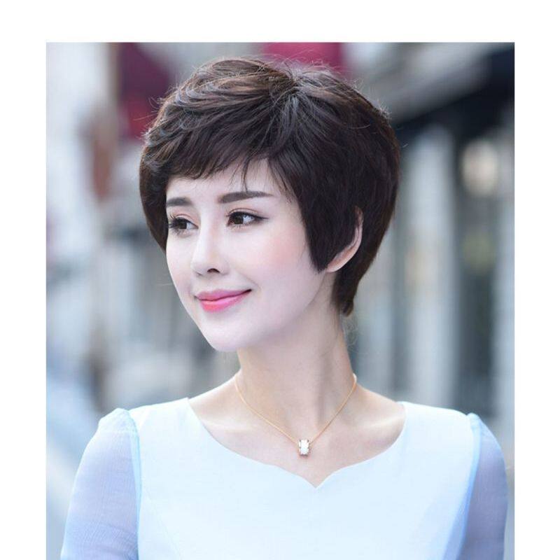 新假发女短发短卷发真人发丝蓬松自然短发造型假头发假发套真发促