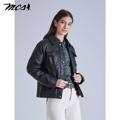 MCS美式翻领工装羽绒皮衣