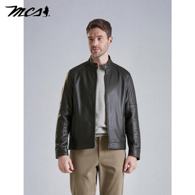MCS源自万宝路男款牛皮机车皮衣