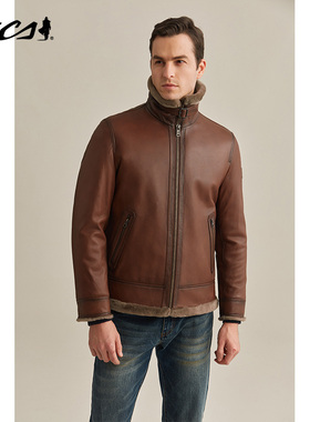 MCS男装源自万宝路秋冬季男士真皮皮衣男复古高级感外套男秋冬款