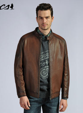 MCS男装源自万宝路回响王阳同款羊皮立领皮衣男复古外套男春秋款