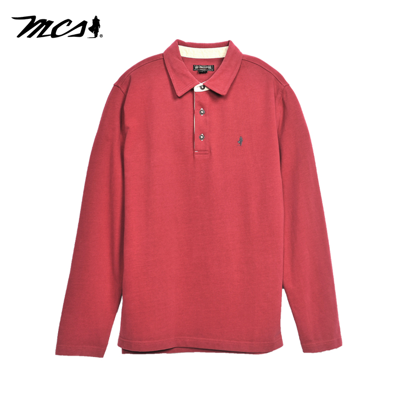 MCS美式长袖POLO衫经典纯棉