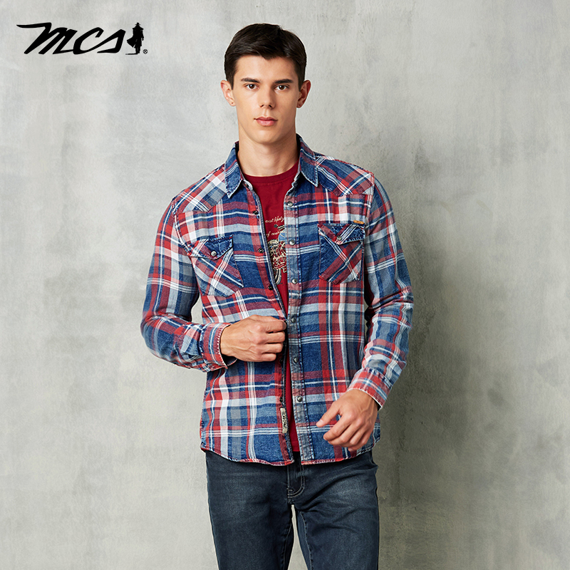 MCS源自万宝路纯棉长袖衬衫