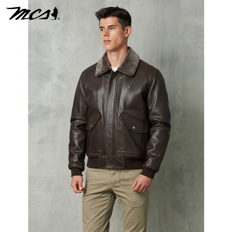 男装外套MCS夹羽绒皮衣克