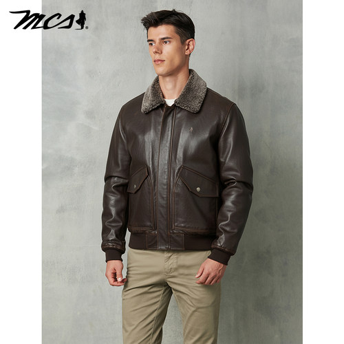 男装外套MCS夹羽绒皮衣克