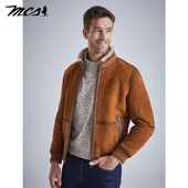 源自万宝路秋季 新款 男士 MCS男装 外套美式 复古休闲做旧机车真皮衣