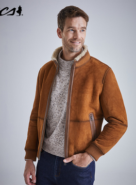 MCS男装源自万宝路秋季新款男士外套美式复古休闲做旧机车真皮衣