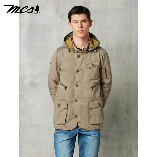 MCS源自万宝路抽绳连帽夹克男