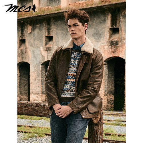 MCS源自万宝路擦色牛皮可脱卸