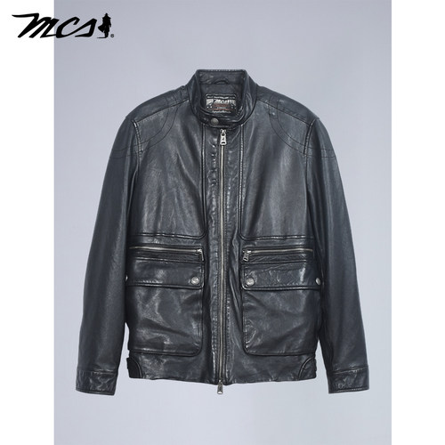 MCS春季新款绵羊外套立领机车