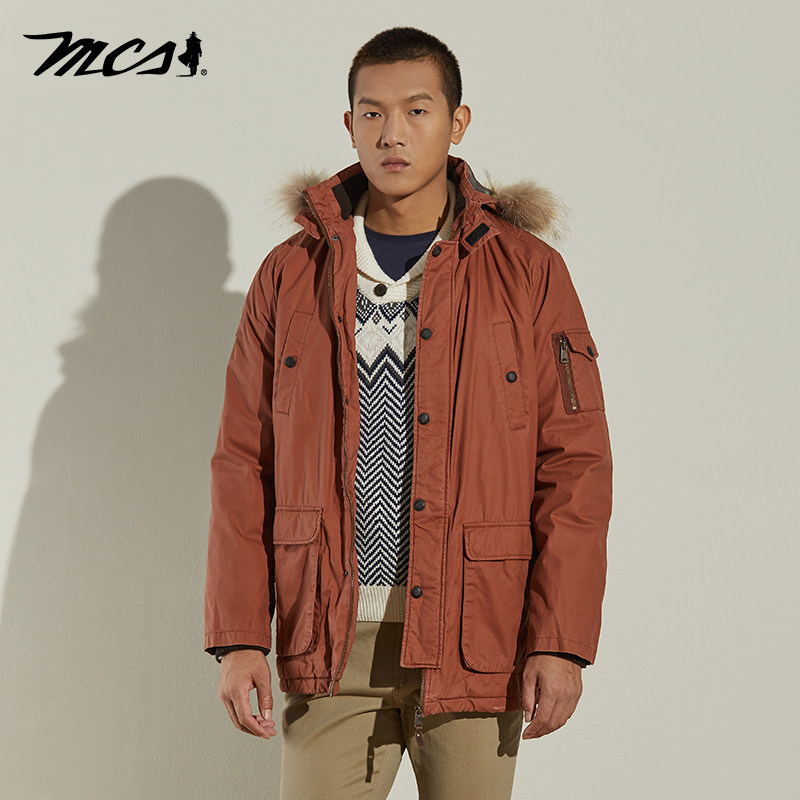MCS秋冬休闲多袋中长款保暖外套