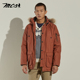 保暖间棉外套男士 MCS男装 全棉休闲合身外套可脱卸帽多口袋中长款