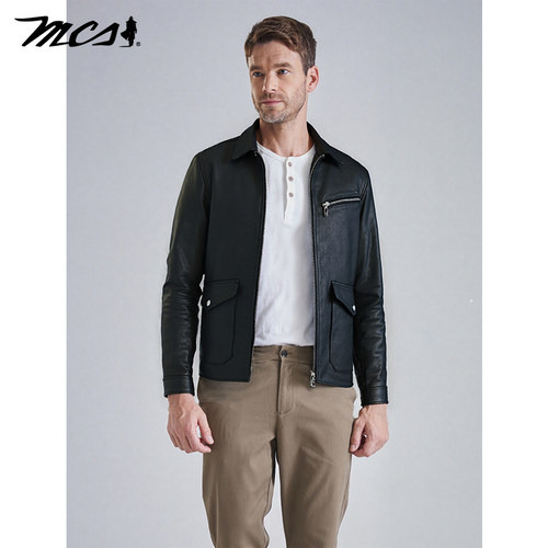MCS高品质真皮做旧皮衣