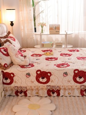 草莓熊卡通加厚牛奶绒大炕盖榻榻米专用床盖2023新款床单炕垫定制