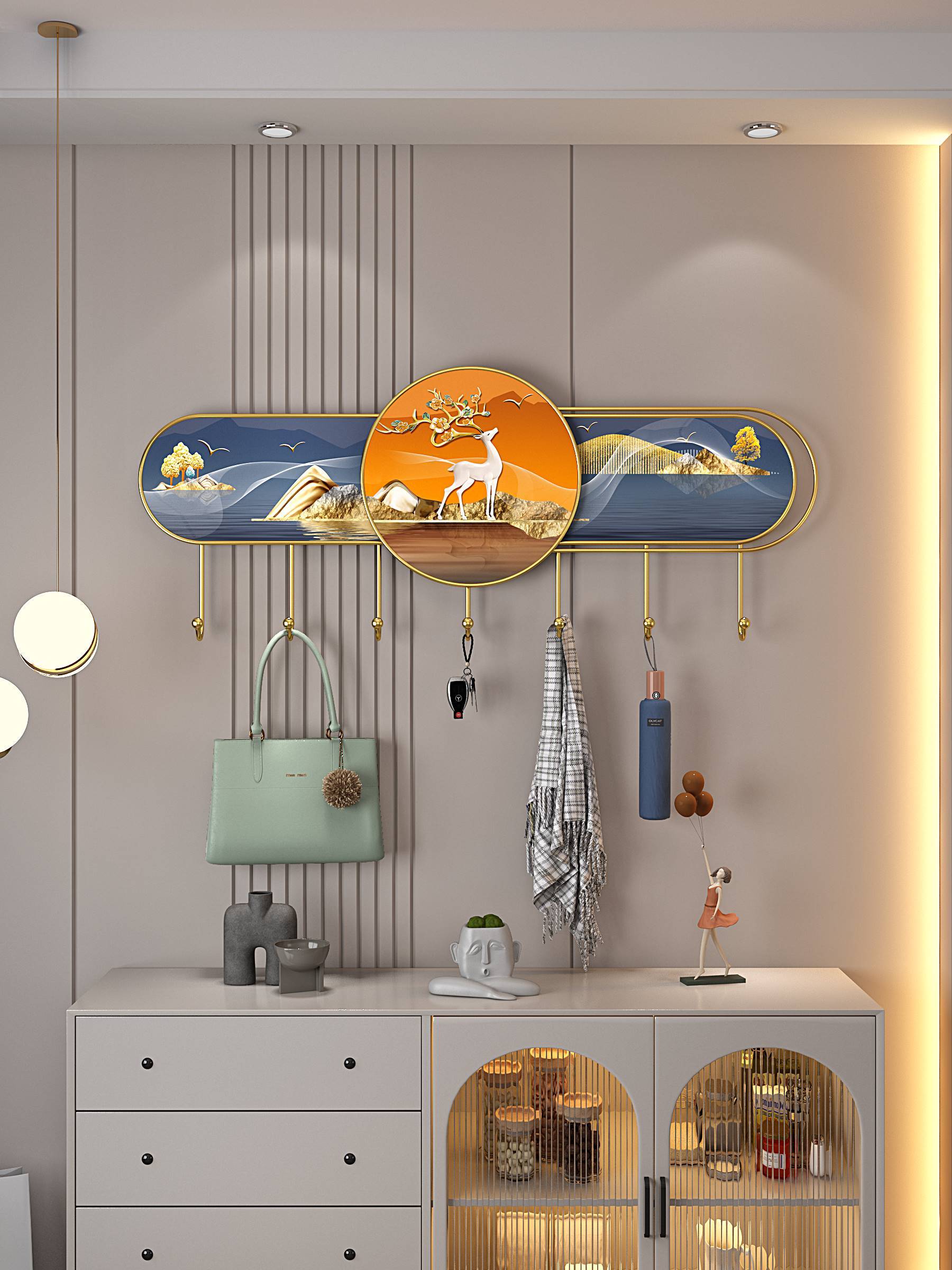 创入户挂衣钩进门玄关衣帽钩意晶瓷画衣服挂钩墙装上饰挂壁衣钩挂