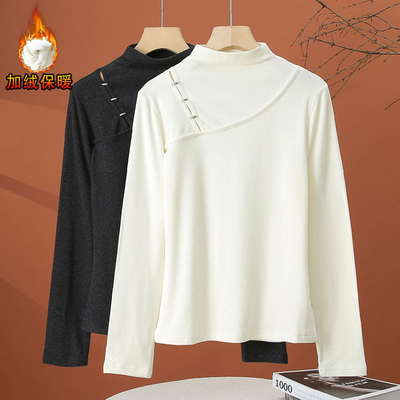 半高领加绒打底衫女2025秋冬季新款时尚内搭保暖T恤洋气外穿上衣