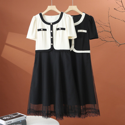 假两件短袖连衣裙女2025新款