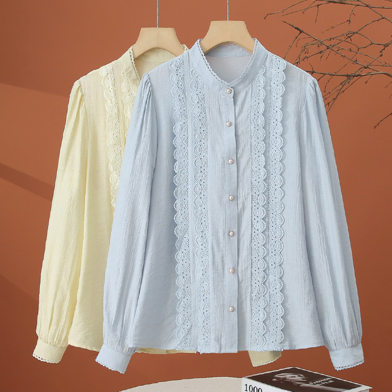 长袖木耳边立领衬衫女2026春装新款女装衬衣时尚洋气女士爆款上衣