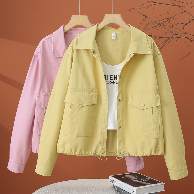 休闲夹克外套女春秋薄款2026年新款翻领外衣春季宽松百搭短款上衣