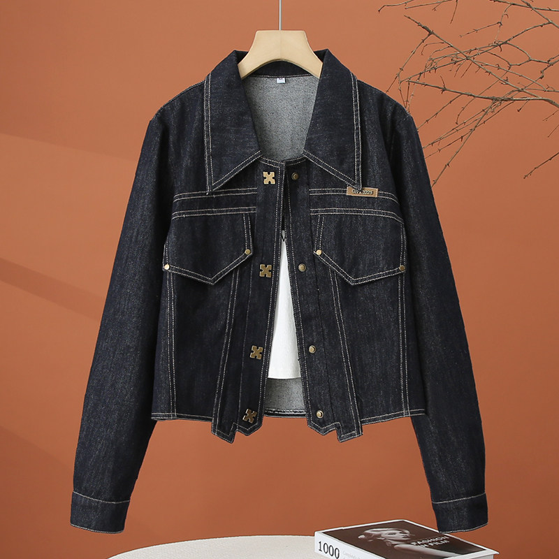 小个子休闲牛仔外套女春季2026新款翻领外衣百搭减龄女士短款上衣