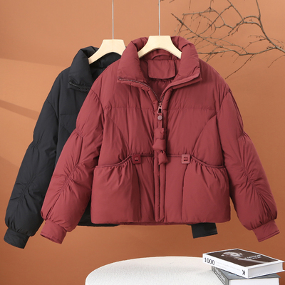 缪真短款宽松加厚棉衣女