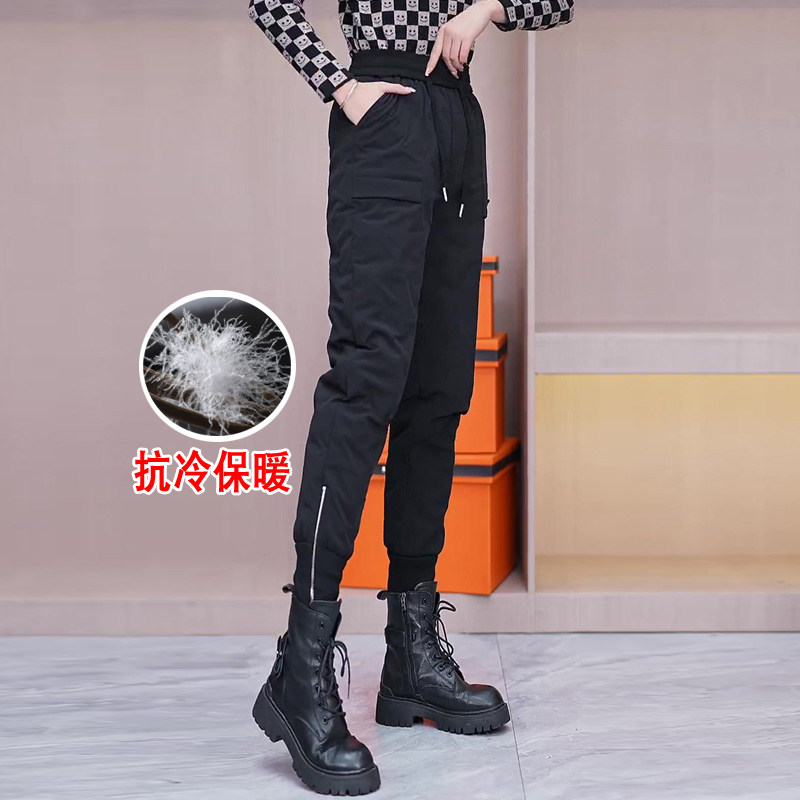 小个子羽绒裤女冬季外穿2025年新款女士靴裤冬天加厚保暖束脚裤子