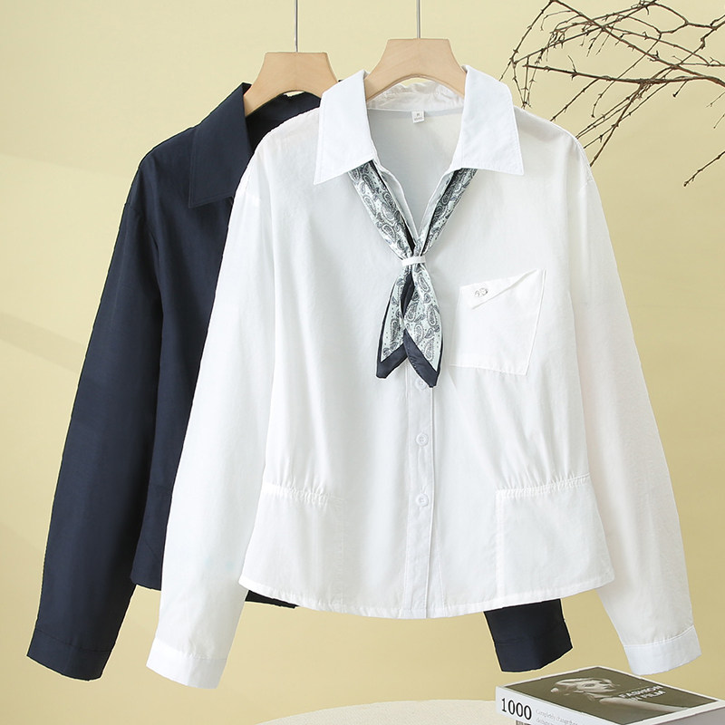 春季长袖白色衬衫女2026新款设计感衬衣春装时尚洋气女士收腰上衣