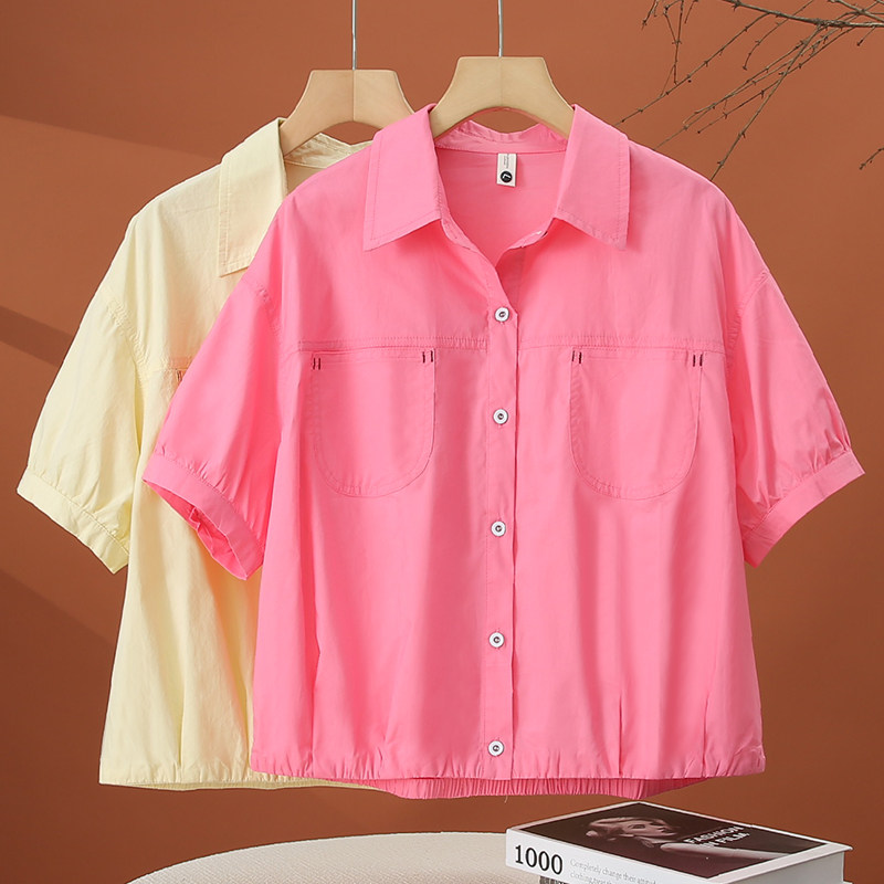 夏季polo领短袖衬衫女宽松